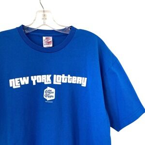New York Lottery The Price is Right Graphic Tee Shirt Blue USA Large HTF Bayside